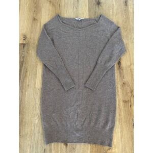 Athleta Cashmere Blend Tunic Sweater Women M Brown Boat Neck Raglan Quiet Luxury